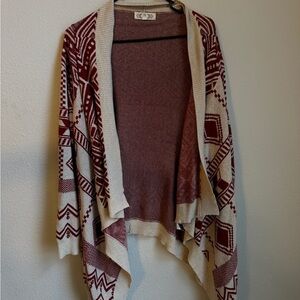 Pink Rose Maroon & Cream Aztec Open-Front Cardigan